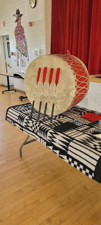 A drum from the Calling Back Our Spirit workshop (Photo credit: UICSL).