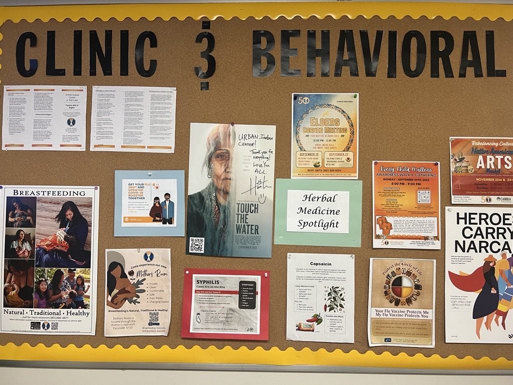 Clinic and behavioral programs notice board highlighting different events and resources for UICSL patients.